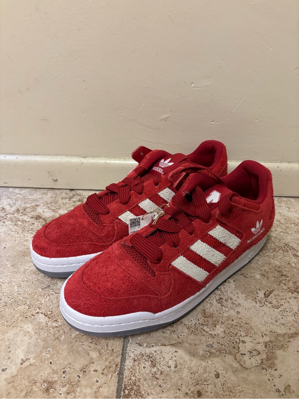 adidas Forum Low CL NCAA Nebraska Red White Suede Sneakers HQ7487 2025 Sz 11-17